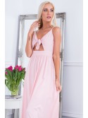 Maxi dress with ties, light pink ZZ338 - Online store - Boutique